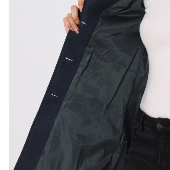 Allegra K Overcoat Single Breasted & Pockets - Picture 3 of 7